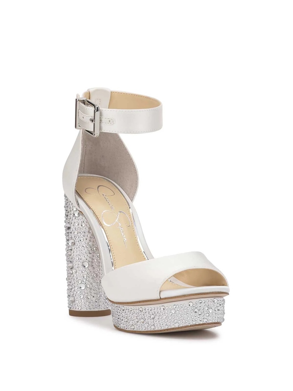 Jessica Simpson Ivory Rhinestone Platform Heels